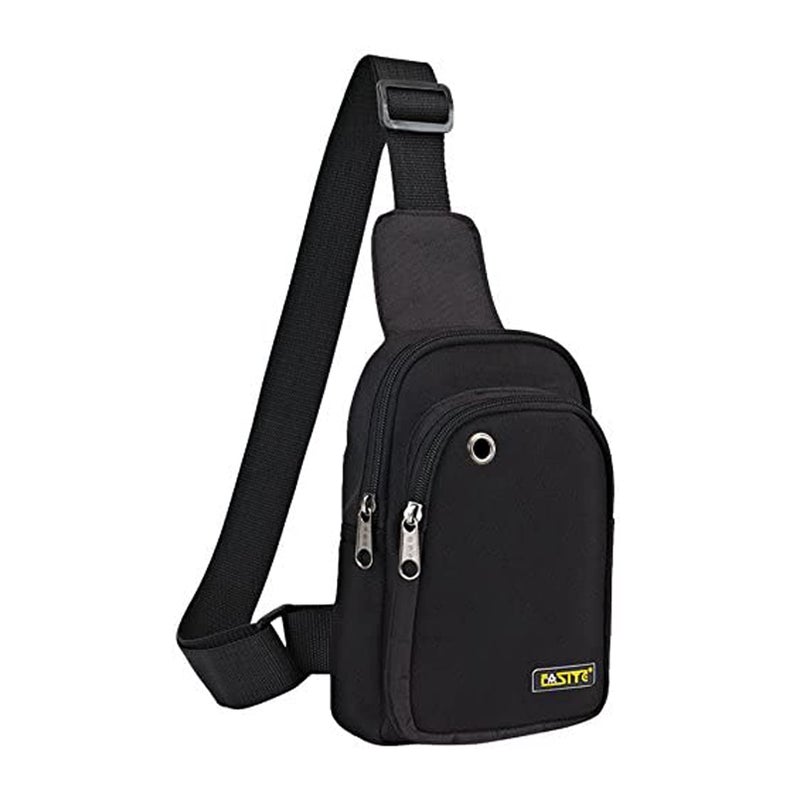 FASITE Sling Bag Chest Backpack, Crossbody Shoulder Tool Pouch for Men Women, Black - Image 1